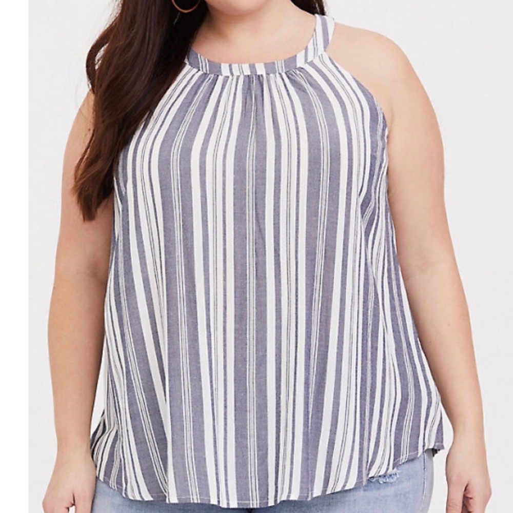 Torrid White & Blue Stripe Goddess Tank